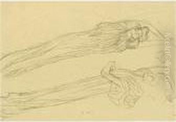 Property From A Private European Collection
 

 
 
 

 
 Zwei Studien Einer Nach Rechts Schwebenden Gewandfigur (two Studies Of A Floating Draped Figure To The Right) Oil Painting by Gustav Klimt