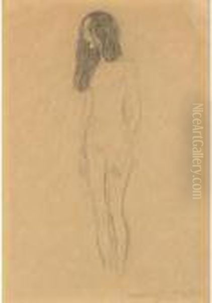 Madchenakt (nude Female Figure) Oil Painting by Gustav Klimt