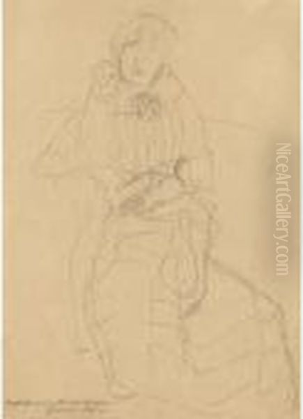 Sitzende Dame Von Vorne, Studie 
Fur Das Bildnis Marie Henneberg (seated Lady From The Front, Study For 
The Portrait Of Marie Henneberg) Oil Painting by Gustav Klimt