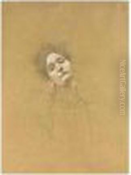 Brustbild Einer Jungen Frau Mit 
Nach Links Geneigtem Kopf (bust Of A Girl, Head Turned To The Left) Oil Painting by Gustav Klimt