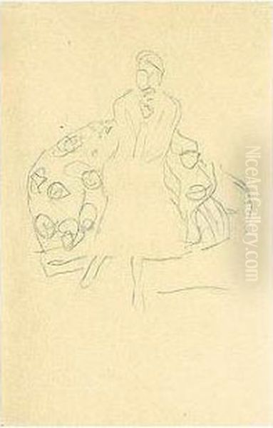 Sitzende Dame Von Vorne, Mit 
Aufgestutztem Kinn (seated Woman Seen From The Front, Chin Supported By 
Hand) by Gustav Klimt