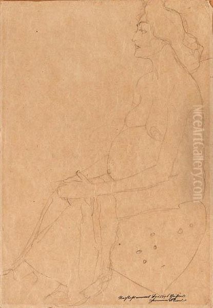 Sitzende Schwangere
Pencil On Tan Paper Oil Painting by Gustav Klimt