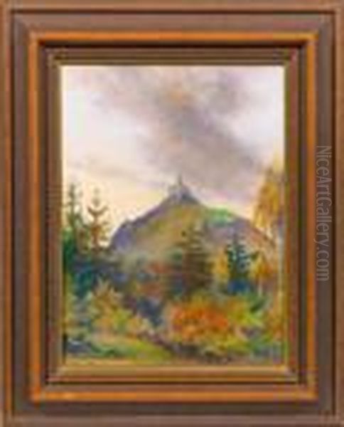 Herbstlicheberglandschaft Mit Burg Oil Painting by Max Klinger