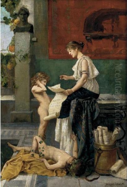 The First Lesson Oil Painting by Max Klinger