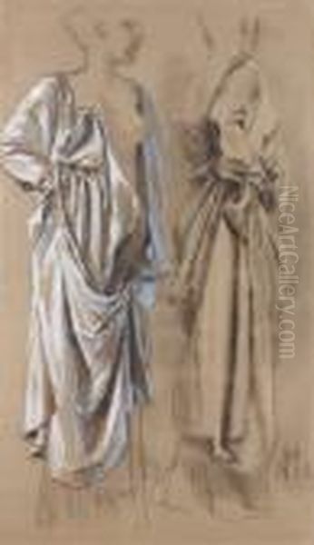 Studies For A Robed Figure Oil Painting by Max Klinger