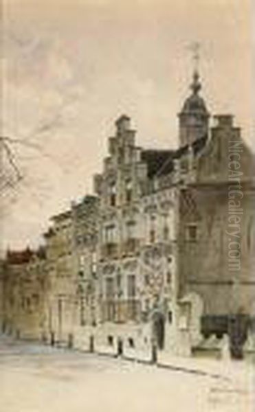 The Delftlandhuis, Delft Oil Painting by Johannes Christiaan Karel Klinkenberg