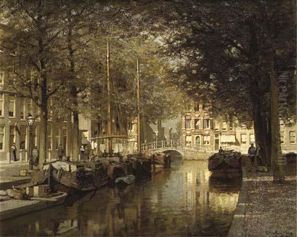 The Nieuwe Uitleg And Smidswater With The Hooigracht Beyond, The Hague Oil Painting by Johannes Christiaan Karel Klinkenberg