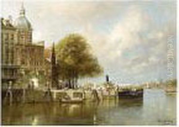 A View Of Het Groothoofd Oil Painting by Johannes Christiaan Karel Klinkenberg