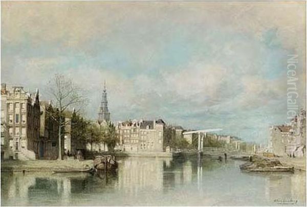 A View Of Amsterdam, The Oil Painting by Johannes Christiaan Karel Klinkenberg