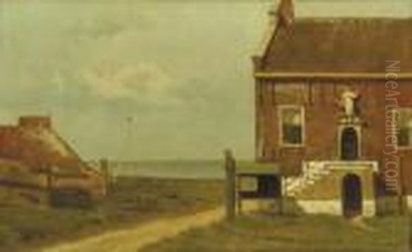 The Townhall Of Hindeloopen Oil Painting by Johannes Christiaan Karel Klinkenberg