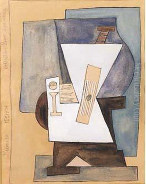 Composition Cubiste, Hommage A Picasso Oil Painting by Ivan Klioune