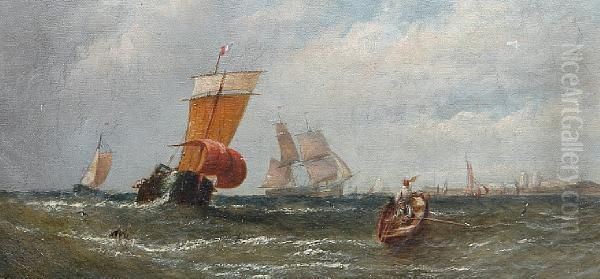 'fishing Boats Off Calais' Oil Painting by William Calcott Knell