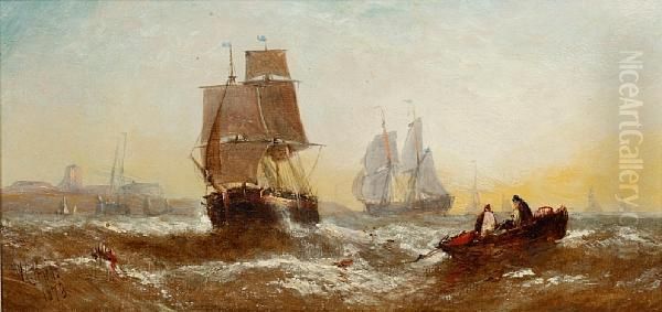 Evening, Mouth Of The Thames Oil Painting by William Calcott Knell