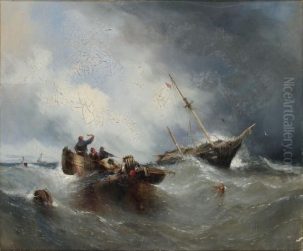 Skeppsbrott Oil Painting by William Calcott Knell