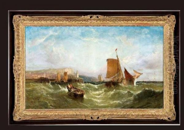 Returning Ship Due To The Storm Oil Painting by William Calcott Knell