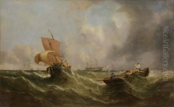 Choppy Seas Oil Painting by William Calcott Knell