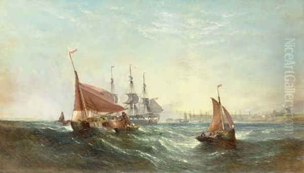 A Summer Morning Off Sheerness Oil Painting by William Calcott Knell