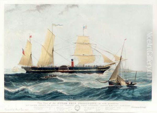 The Steamship President Oil Painting by William Calcott Knell