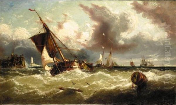 Returning To Port Oil Painting by William Calcott Knell