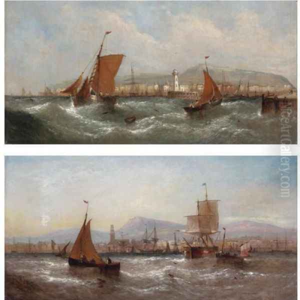 Off Scarborough; Off Dundee Oil Painting by William Calcott Knell