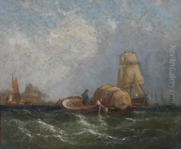 Isle Of Dogs Oil Painting by William Calcott Knell