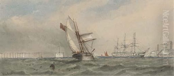 Scenes In The Dockyard At Chatham Oil Painting by William Calcott Knell