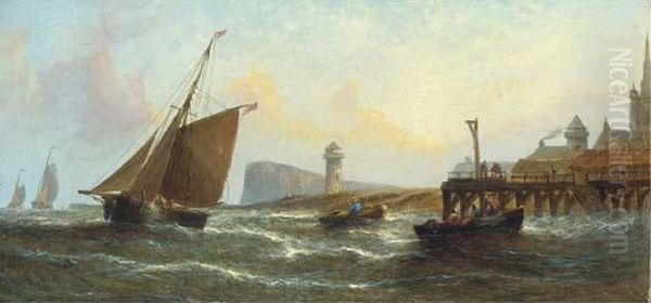 Morning Off Harwich Oil Painting by William Calcott Knell