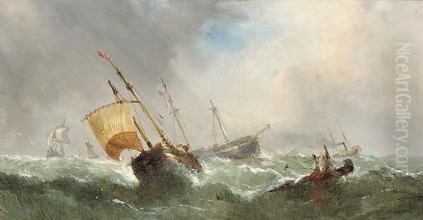 Shipping In A Swell by William Calcott Knell