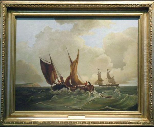 Shipping In Rough Waters Off Dover Oil Painting by William Calcott Knell