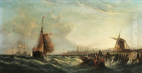 A Summer Morning At Sheerness Looking From Queensborough Oil Painting by William Calcott Knell