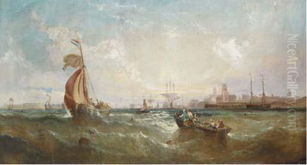 Shipping Off The Entrance To Portsmouth Harbour by William Calcott Knell