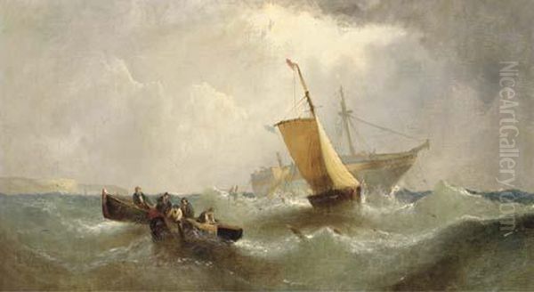 Salvaging The Wreck Oil Painting by William Calcott Knell