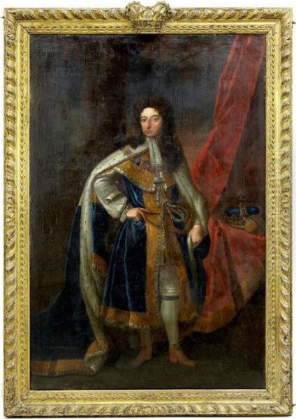 Full Length Portrait Of King William Iii In Ceremonial Robes Oil Painting by Sir Godfrey Kneller