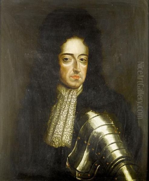 Portrait Of King William Iii, Half-length, In A Suit Of Armour Oil Painting by Sir Godfrey Kneller