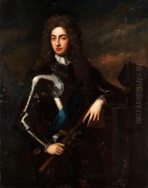 Englischer Adeliger Mit St.georgsorden Oil Painting by Sir Godfrey Kneller