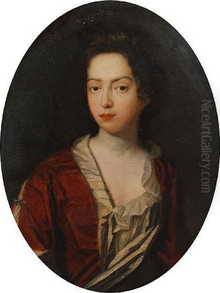 Portrait Of A Lady In Red Oil Painting by Sir Godfrey Kneller