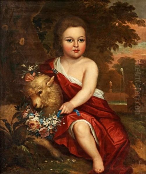 Portrait Of Boy With Lamb Oil Painting by Sir Godfrey Kneller