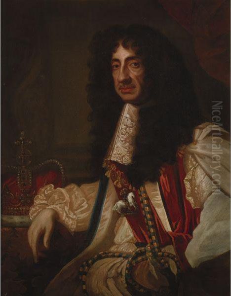 Portrait Of Charles Ii Oil Painting by Sir Godfrey Kneller