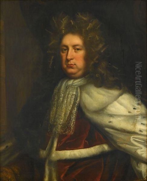 Portrait Of A Nobleman, Believed To Be Louis Xiv Oil Painting by Sir Godfrey Kneller