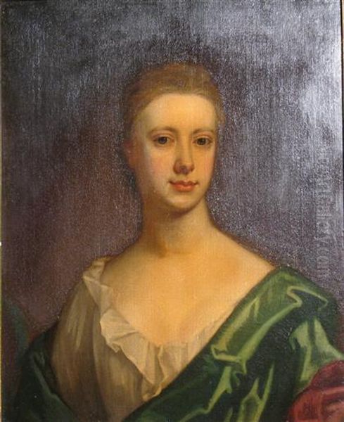 Portrait Of A Lady With Green Sash Oil Painting by Sir Godfrey Kneller