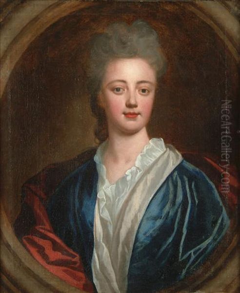 Portrait Of A Lady Head And Shoulders Oil Painting by Sir Godfrey Kneller