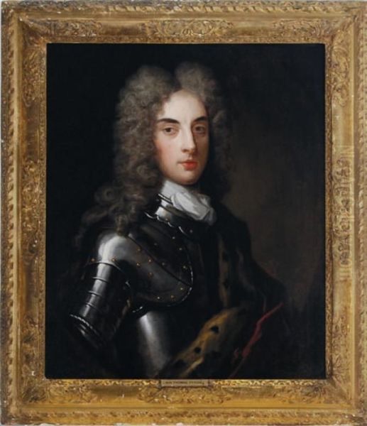 Portrait Of Sir Thomas Fytche, Half Length, Wearing Armor Oil Painting by Sir Godfrey Kneller