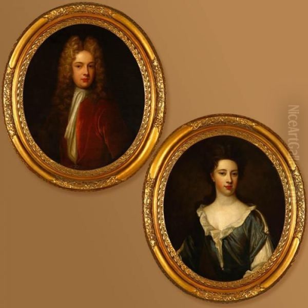 Portraits Of An Aristocratic Couple Oil Painting by Sir Godfrey Kneller