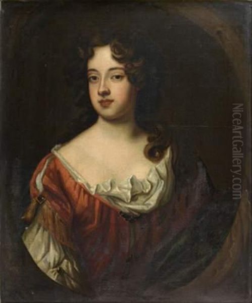 Portrait De Femme A La Robe Rouge Oil Painting by Sir Godfrey Kneller