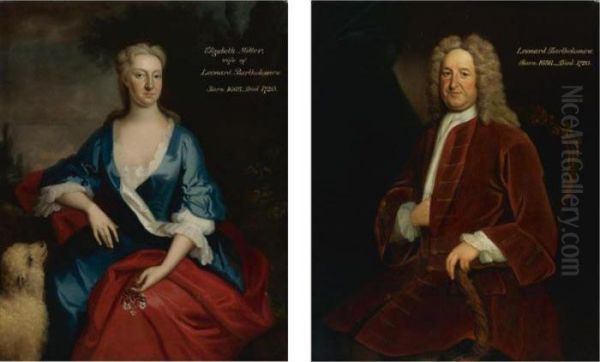 Portrait Of Leonard Bartholomew And His Wife Elizabeth Miller Oil Painting by Sir Godfrey Kneller