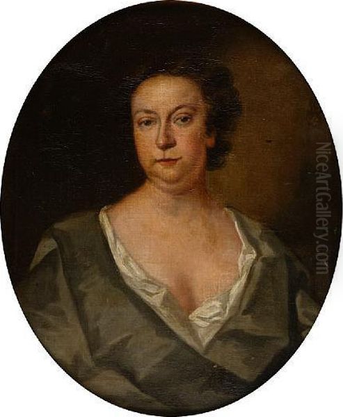 Portrait Of A Lady In Grey Oil Painting by Sir Godfrey Kneller