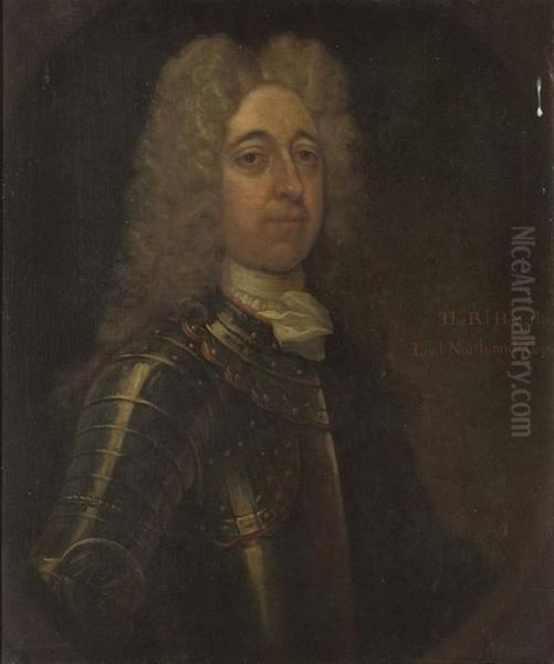 Portrait Of Charles, 5th Lord 
North (1635-1691), Half-length, Inarmour, In A Feigned Oval Oil Painting by Sir Godfrey Kneller