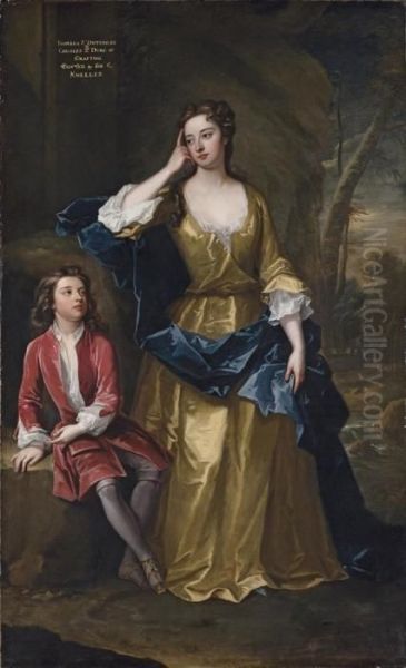 Portrait Of Isabella, Duchess Of
 Grafton (c. 1688-1723) And Her Soncharles Fitzroy, Later 2nd Duke Of 
Grafton (1683-1757) Oil Painting by Sir Godfrey Kneller