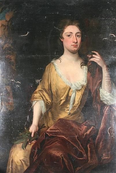 A Portrait Of A Lady Seated Before A Tree, Three Quarter Length Oil Painting by Sir Godfrey Kneller