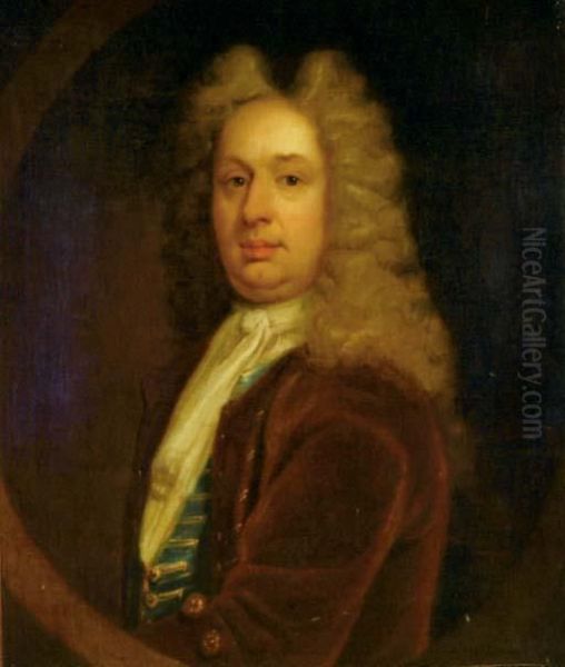 Portrait Of A Gentleman, Bust-length, In A Brown Coat Oil Painting by Sir Godfrey Kneller